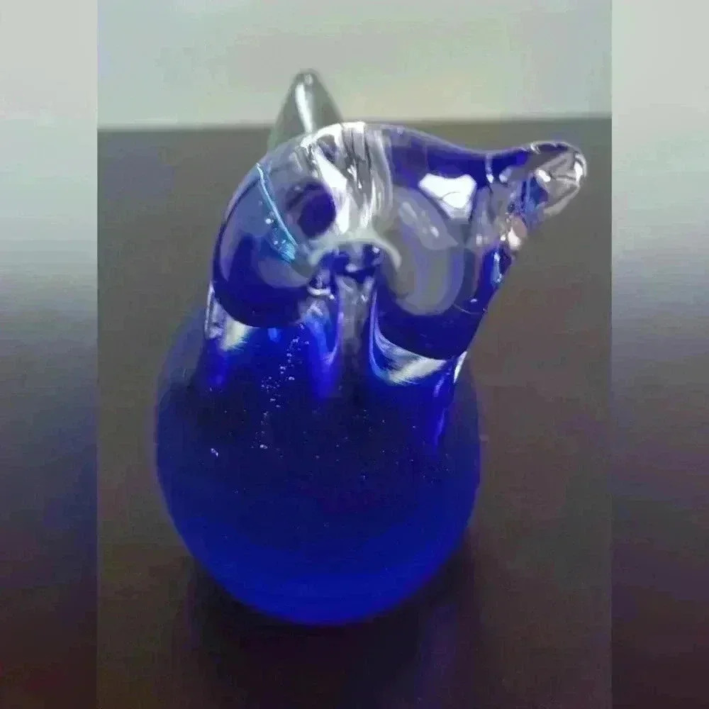 Vintage Ganz Cobalt  Blue Hand Blown Glass Bird Decoration Paperweight - Picture 7 of 9